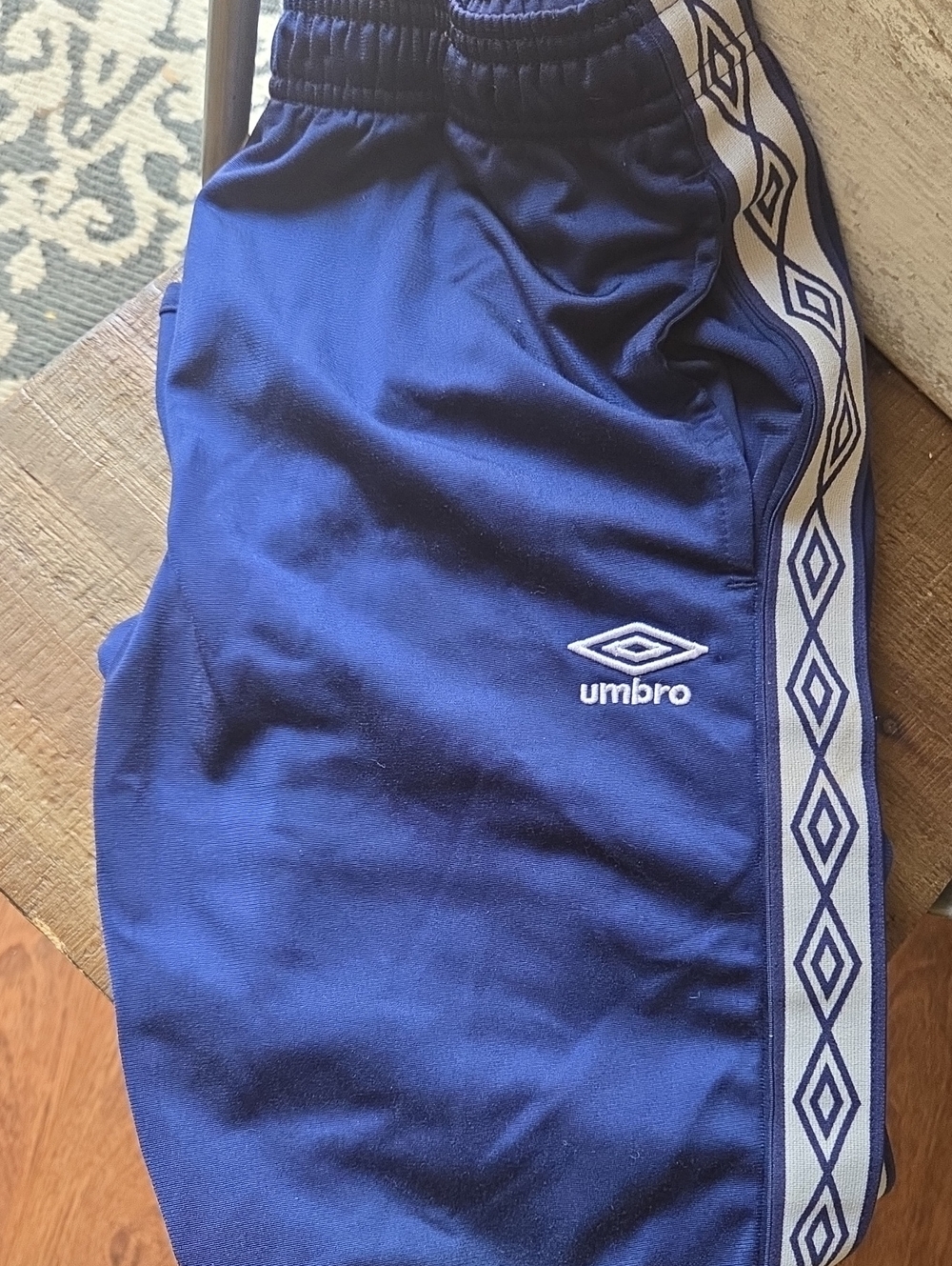 Umbro Royal Blue Athletic Joggers with White Diamond Side Tape